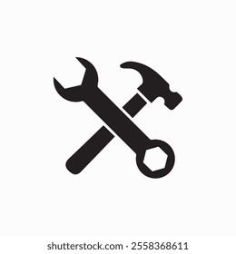 Hammer and wrench, repair icon, logo isolated on white background