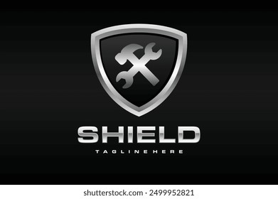 hammer wrench shield symbol logo