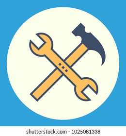 Hammer and Wrench tool icon. flat vector illustration