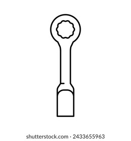 hammer wrench tool line icon vector. hammer wrench tool sign. isolated contour symbol black illustration