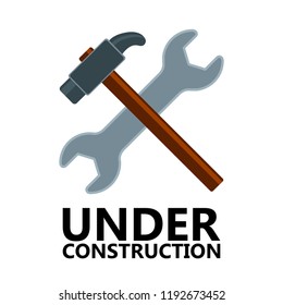 Hammer and wrench. Under construction. Vector illustration design