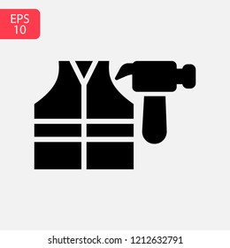 Hammer and wrench vector icon
