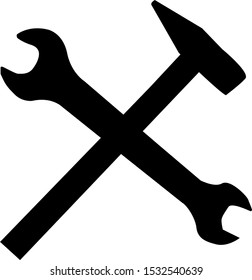 
hammer and wrench vector icon