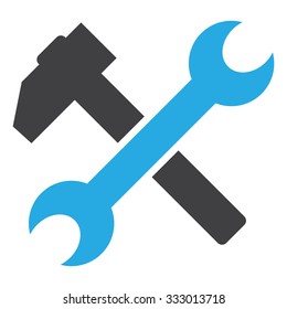 Hammer And Wrench vector icon. flat symbol, rounded angles, white background
