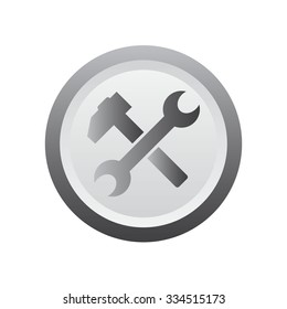 Hammer And Wrench vector icon. flat symbol, rounded angles, white background. black icon.