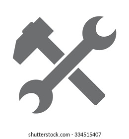 Hammer And Wrench vector icon. flat symbol, rounded angles, white background