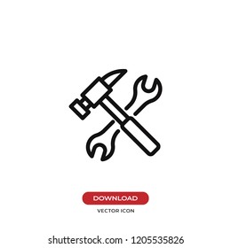 Hammer and wrench vector icon. Handyman tools symbol