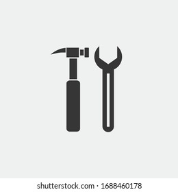 hammer and wrench vector icon industrial tools