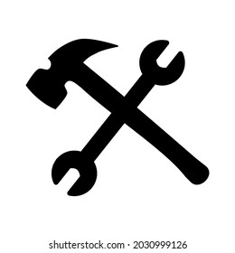 Hammer and wrench vector icon.Isolated on white background.