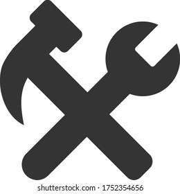 Hammer and Wrench vector illustration. A flat illustration iconic design of Hammer and Wrench on a white background.