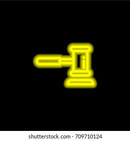 Hammer yellow glowing neon ui ux icon. Glowing sign logo vector
