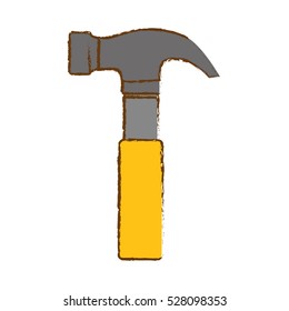 hammer with yellow handle icon over white background. repair tools design. vector illustration