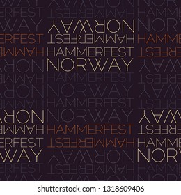 Hammerfest, Norway seamless pattern, typographic city background, texture.