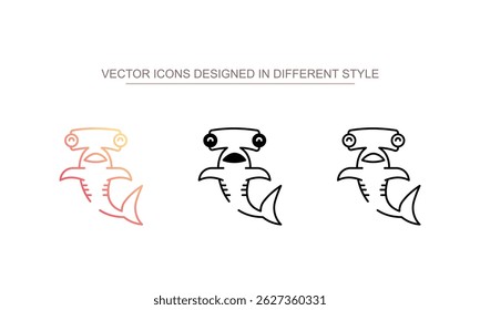 Diseño de icono de pez martillo con fondo blanco ilustración de stock