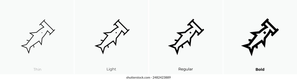 hammerhead icon. Thin, Light Regular And Bold style design isolated on white background