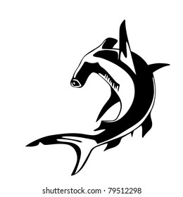 Hammerhead Shark Black And White Vector Illustration