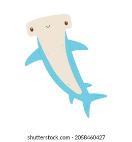 Hammerhead Shark Cartoon Flat Icon