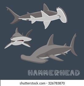 Hammerhead Shark Cartoon Vector Illustration