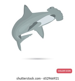 Hammerhead shark color flat icon for web and mobile design