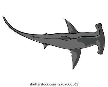 Tiburón martillo en estilo de dibujo de línea continua.
