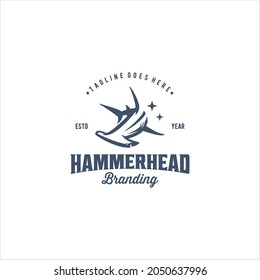 Hammerhead Shark Fish Logo Design Vector Image