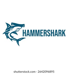 hammerhead shark flat minimalist logo design