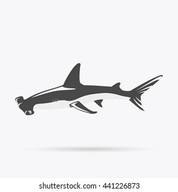 Hammerhead shark icon isolated on white background. Vector illustration
