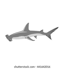 Hammerhead shark icon isolated on white background. Vector illustration