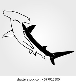 Hammerhead Shark Icon Isolated On White Background.