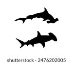 Hammerhead Shark icon vector. Hammerhead Shark Silhouette isolated white background. Vector Illustration