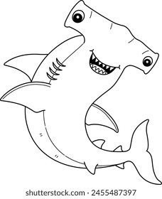 Hammerhead Shark Isolated Coloring Page for Kids
