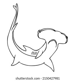 hammerhead shark line vector illustration