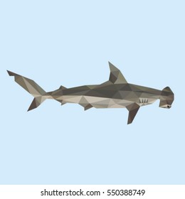 HAMMERHEAD SHARK LOW POLY POLYGONAL TRIANGLE GEOMETRIC