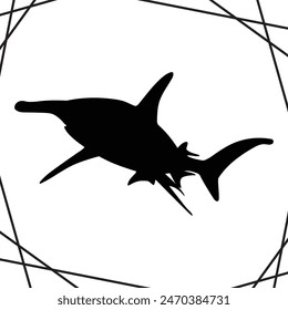 Hammerhead Shark silhouette illustration Design Shark silhouette icon