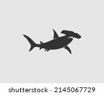 Hammerhead Shark Silhouette on White Background. Isolated Vector Animal Template for Logo Company, Icon, Symbol etc 