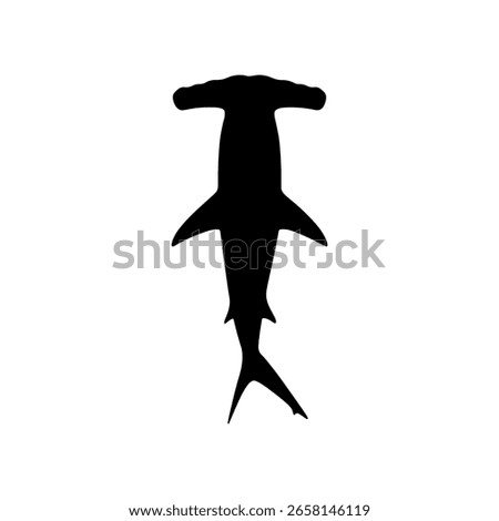 Hammerhead shark silhouette vector flat illustration design.