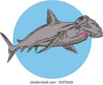 Hammerhead shark sketch style