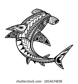 hammerhead shark tribal tattoo vector illustration
