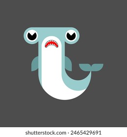 Hammerhead shark underwater. cartoon fish