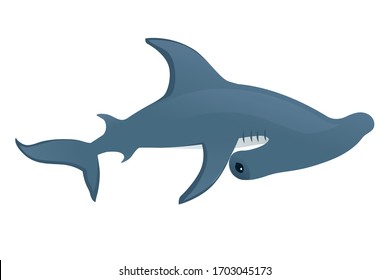 Hammerhead shark underwater giant animal simple cartoon character design flat vector illustration isolated on white background
