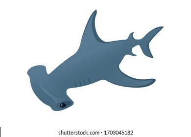 Hammerhead shark underwater giant animal simple cartoon character design flat vector illustration isolated on white background
