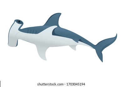 Hammerhead shark underwater giant animal simple cartoon character design flat vector illustration isolated on white background