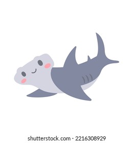 Hammerhead shark vector. cute animal face design for kids
