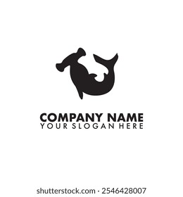 Vector de logotipo de ilustración de tiburones martillo