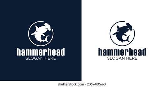 Hammerhead silhouette logo design template