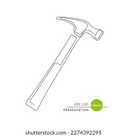 Hammer,icon.Drawing one line.Locksmith tool for work.Vector illustration.
