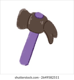 HammerIllustration with crayon style editable for cards, poster decorations, t-shirt prints, stickers, icons and others
