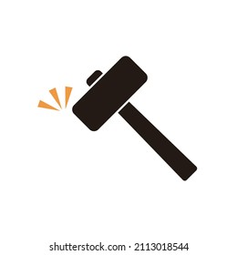 Hammering. Carpenter's working tool. Vector.