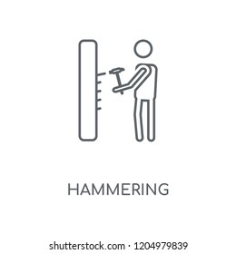 Hammering linear icon. Hammering concept stroke symbol design. Thin graphic elements vector illustration, outline pattern on a white background, eps 10.
