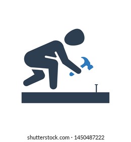 Hammering Nails icon. vector graphics